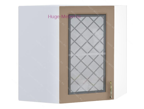 Угловой шкаф подвесной со стеклом 600 Модена (дуб кофе)