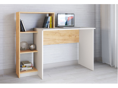 Стол компьютерный "Квартет-2 белый/крафт"