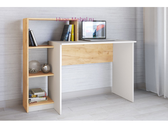 Стол компьютерный "Квартет-2 белый/крафт"