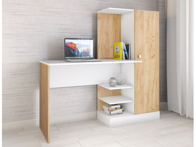 Стол компьютерный "Квартет-6 белый/крафт"