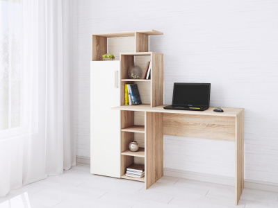 Стол компьютерный "Квартет-7 белый/сонома"