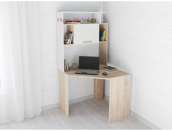 Угловой компьютерный стол "Квартет-12 сонома/белый"