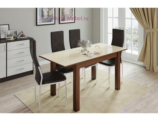 Раскладной стол "Бруно" 120х80 см орех шоколадный/лакобель ваниль