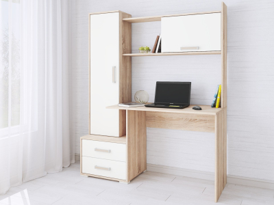 Стол компьютерный "Квартет-9 сонома/белый" Стол компьютерный "Квартет-9 сонома/белый"