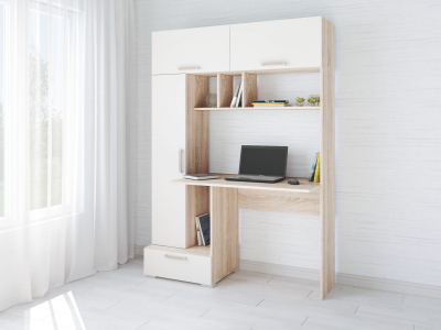 Стол компьютерный "Квартет-11 сонома/белый" Стол компьютерный "Квартет-11 сонома/белый"