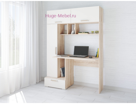 Стол компьютерный "Квартет-11 сонома/белый"