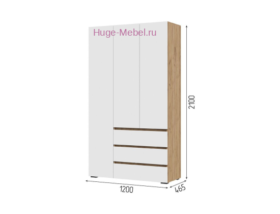 Шкаф 3-х створчатый с ящиками "Хелен ШК 06" крафт