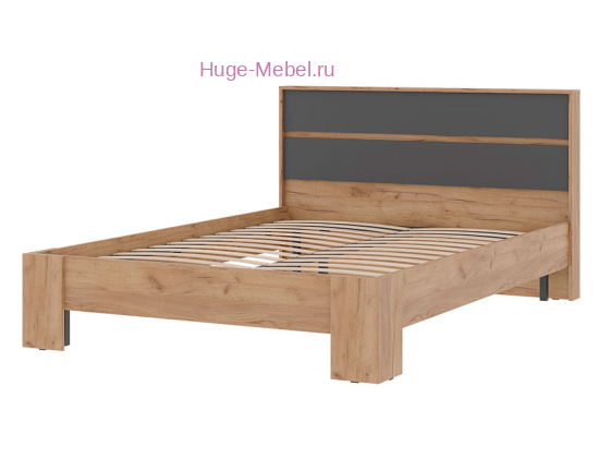 Кровать 140х200 "Хелен КР 02" графит+крафт