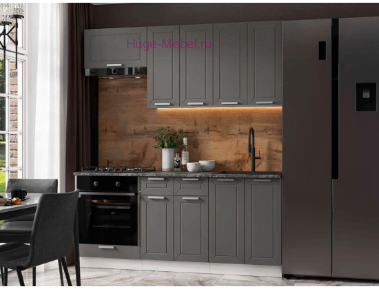 Кухня 1.8 метра "Альфа" вулкан/корпус белый +столешница кастилло