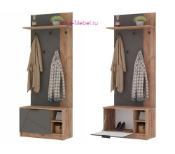 Прихожая 80 см "Орегон ПР 01" асфальт+ дуб крафт