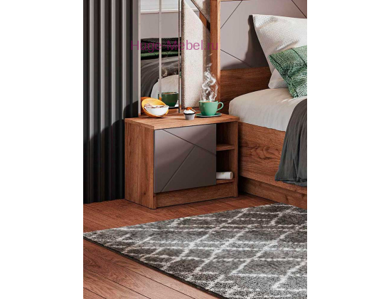 Прикроватная тумба "Орегон" асфальт +дуб крафт