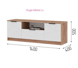 Тумба для ТВ 140 см "Орегон ТВ 01" белый +дуб крафт