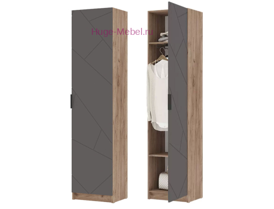Шкаф платяной 50 см "Орегон" асфальт+ дуб крафт