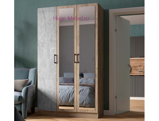 Шкаф 120 см "Вегас" крафт серый +цемент