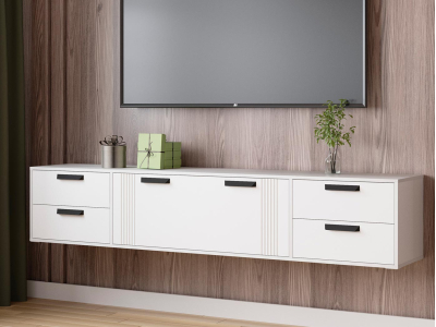 Тумба ТВ подвесная 2.2 метра "Парус-12" белая Тумба ТВ подвесная 2.2 метра "Парус-12" белая