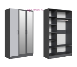 Шкаф 120 см "Вегас" графит +серый камень