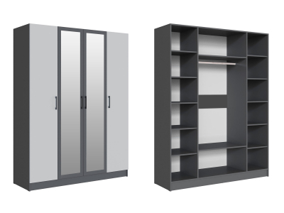 Шкаф 160 см "Вегас" графит +серый камень Шкаф 160 см "Вегас" графит +серый камень