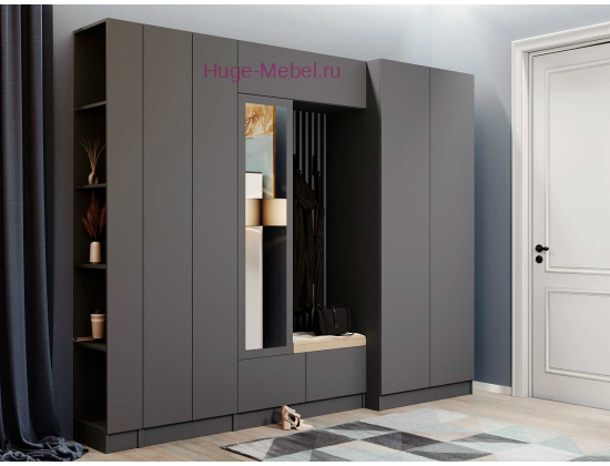 Прихожая "Руэлла" 2.7 метра графит серый