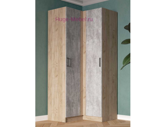 Угловой шкаф "Вегас" крафт серый +цемент