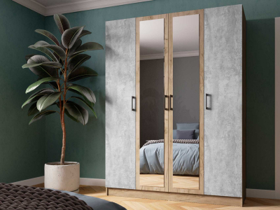 Шкаф 160 см "Вегас" крафт серый +цемент