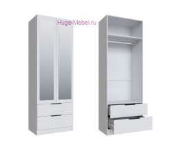 Шкаф 80 см с 2 ящиками и зеркалом "Мадрид" белый