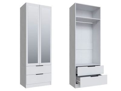 Шкаф 80 см с 2 ящиками и зеркалом "Мадрид" белый