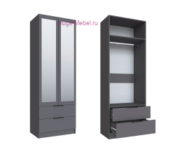 Шкаф 80 см с 2 ящиками и зеркалом "Мадрид" графит