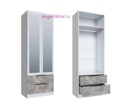 Шкаф 80 см с 2 ящиками и зеркалом "Мадрид" ателье +белый