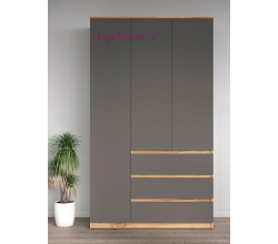 Шкаф 3-х створчатый с ящиками "Хелен ШК 06" серый +дуб крафт