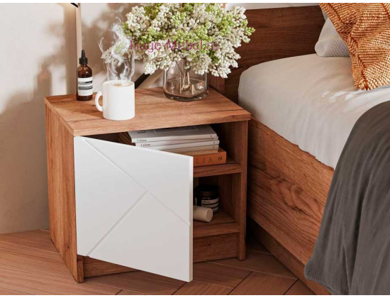 Прикроватная тумба "Орегон" белый +дуб крафт
