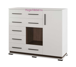 Комод с 5 ящиками и створкой "Модена МК-2" белый +венге