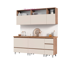 Готовая кухня 2 метра "Хелен" кашемир/крафт табачный