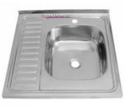 Мойка накладная 600*600 с сифоном (чаша справа)