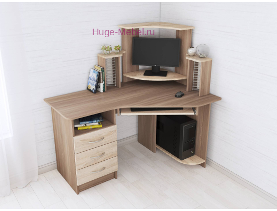 Угловой компьютерный стол "Грета-7 Ясень / Сонома"