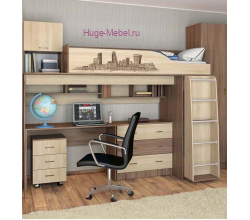 Кровать чердак со столом Орион